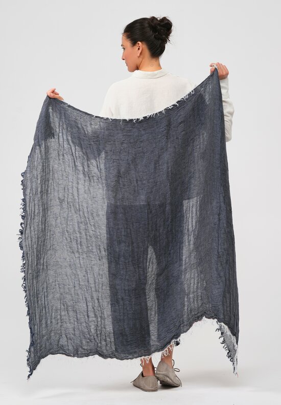 Forme d'Expression Woven Linen Scarf in Denim