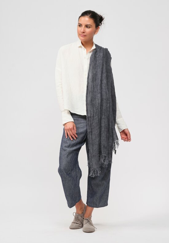 Forme d'Expression Woven Linen Motta Scarf in Blue Carbon	