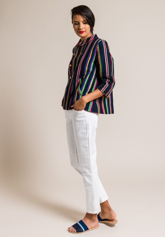 Pero Silk Lined Wool Multicolor Stripe Jacket