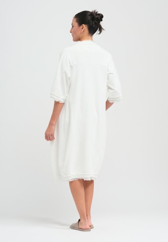 Rundholz Dip Silk Edge Relaxed Cotton Dress in Star White