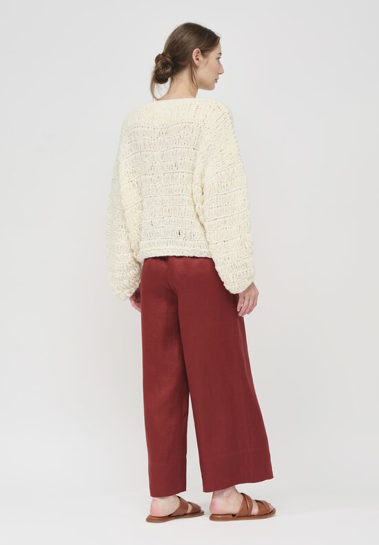 Iris Von Arnim Hand Knit Tory Sweater in Ecru Cream	