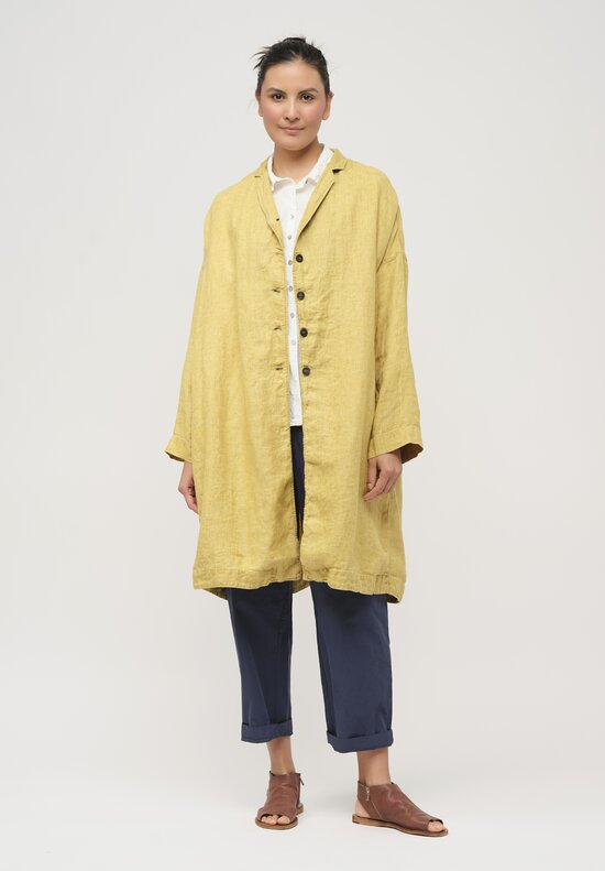 Album di Famiglia Linen Easy Coat in Sun Yellow	