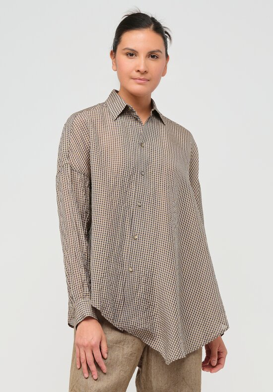 Forme d'Expression Woven Linen Deconstructed Shirt in Old Gingham	