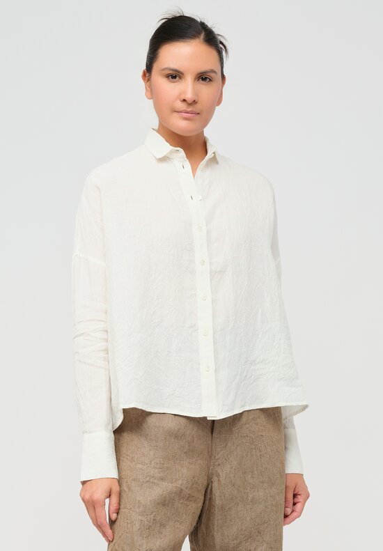 Forme d'Expression Woven Linen Squared Shirt in Ecru	