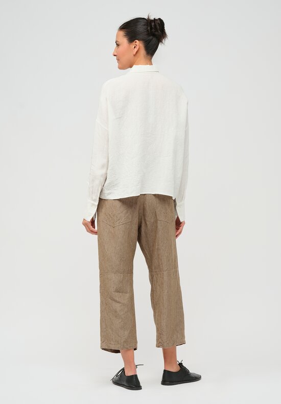 Forme d'Expression Woven Linen Squared Shirt in Ecru	